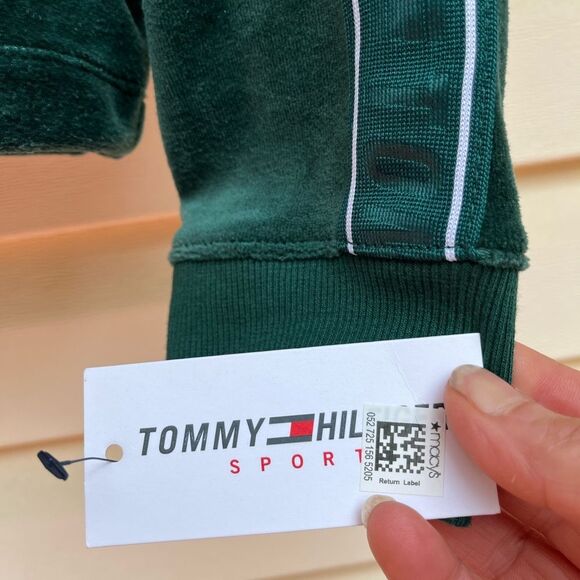 Tommy Hilfiger new tropical green velour, long sleeved, full zipper, sweater, S - Picture 2 of 11